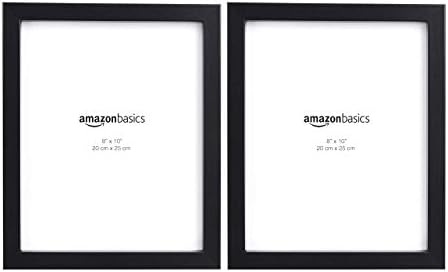 Amazon Basics Rectangular Photo Picture Frame, 8" x 10", Wall Hanging or Tabletop Display, Black, Horizontal or Vertical, 2 Count (Pack of 8)