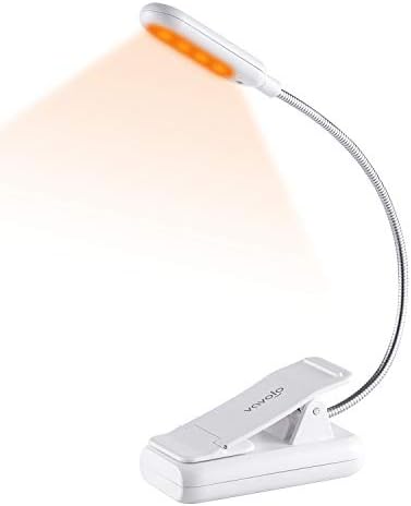 VAVOFO Clip On Rechargeable Reading Light, 7 LEDs with 3 Colortemperature 9 Brightness Levels Book Lights for Reading in Bed with Power Indicator for Bookworms Black (white1-Pack)
