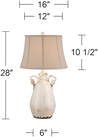 Isabella 28" Tall Table Lamp Ivory Rustic Jar Handle Ceramic Milk