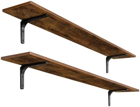 DINZI LVJ Long Wall Shelves, 55.1Inch Wooden Wall Mounted Shelves, Set of 2