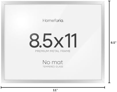 Homeforia 8.5x11 Silver Diploma Frame, High-End Metal, Glass