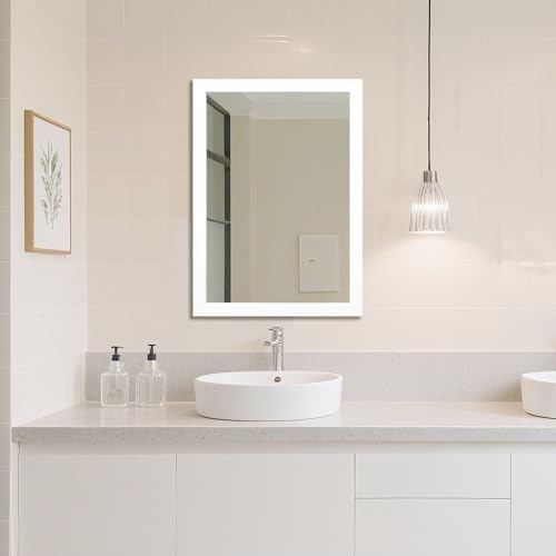Bathroom Mirror for Over Sink 36x24 Inch Rectangular Wall Mirror, White | Framed Wall Mounted Mirror, Hangs Horizontally or Vertically for Vanity, Entryway, Restroom