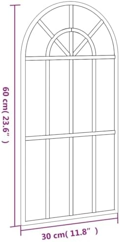 vidaXL Wall Mirror – Black Arch Iron Frame – 11.8""x23.6"" Minimalistic Design – Durable Construction – Clear Reflection – Versatile for Bedroom Living Room Hallway Bathroom', 358624