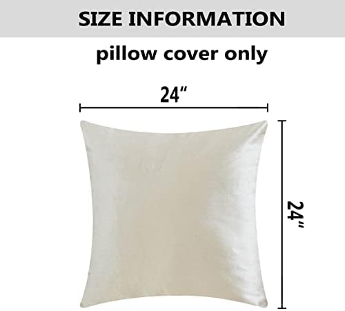 Home Brilliant Velvet Square Throw Pillow Covers Large Cushion Covers Euro Shams for Bedding Nursery, Set of 2, 24x24 inch(60cm), Pearl Ivory