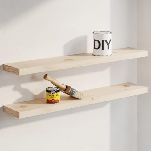 Homeforia 30 Inch DIY Floating Shelves, High-End Solid Pine Wood, Set of 4