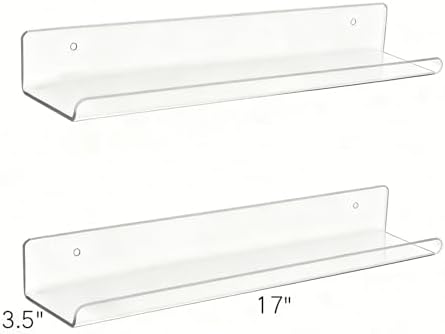 ROYALITA 2-Pack Acrylic Shelves Wall Mounted, 17 Inch Display Shelves