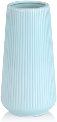 Blue Ceramic Vase, GUKJOB Small Cute Flower Vase for Pampas Grass, Home, Living Room, Dining Table, Farmhouse, Office Decor, Bedroom, Table, and Kitchen Shelf (Blue)