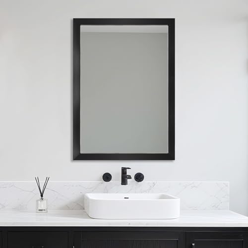 Bathroom Mirror for Over Sink 36x24 Inch Rectangular Wall Mirror, Black | Decorative Wall Mounted Mirror, Hangs Horizontally or Vertically for Vanity, Entryway, Restroom
