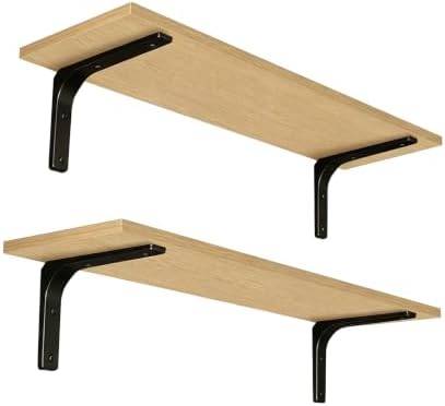 DINZI LVJ Long Wall Shelves, 31.5Inch Wooden Wall Mounted Shelves, Set of 2