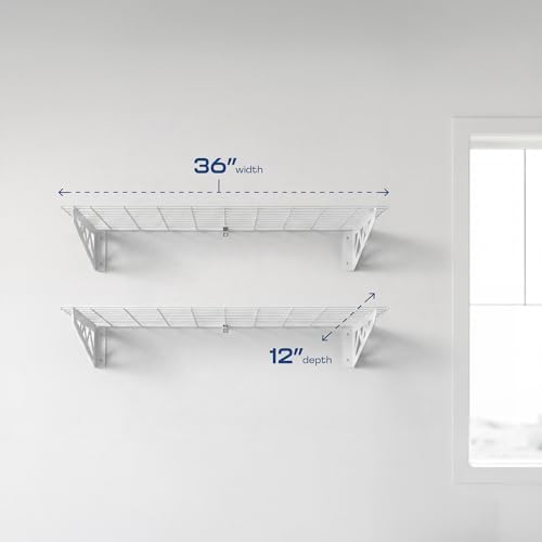 MonsterRax 12x36 Garage Wall Shelf 2-Pack, 300lb, White