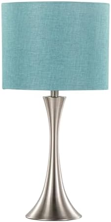 Grandview Gallery "24.25"" Brushed Nickel Table Lamp Set w/Turquoise Shade (ST90654)
