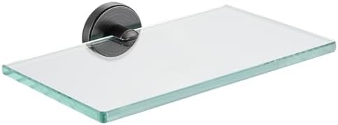 JQK Bathroom Glass Shelf Oil Rubbed Bronze, Tempered Glass Shower Storage 8 by 5 inches, 304 Stainless Steel ORB Wall Mount, TGS101L8-ORB