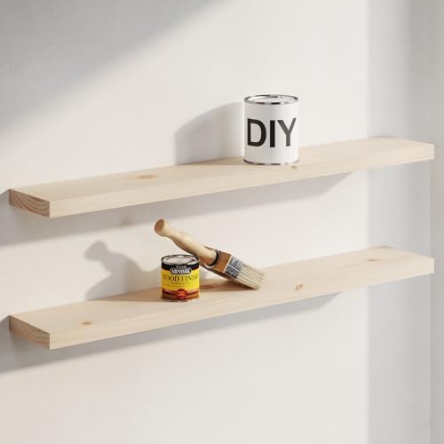 Homeforia 42 Inch DIY Floating Shelves, High-End Solid Pine Wood, Set of 2