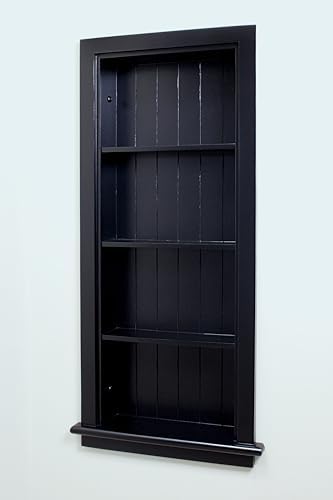 14x36 Aiden Recessed Wall Niche Medicine Cabinet Replacement, in The Wall Bathroom Cabinet Insert Shelf/Shelves, Made in North America, Real Wood, NO MDF, Beadboard, Black