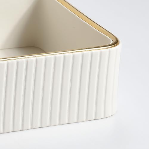 Desk Organizer Tray, PU Leather Nightstand Organizer, Ivory Medium