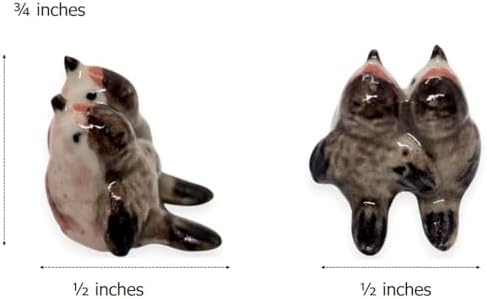 WitnyStore Tiny ½ Inch Brown Common Linnet Bird Twin Figurine - Miniature Hand Made Painted Ceramic Birds Aves Colorful Porcelain Feathered Animals Cute Decorative Collectible Figures Décor Gifts