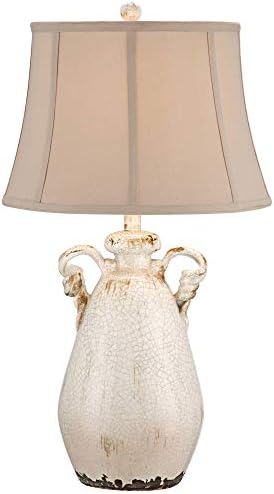 Isabella 28" Tall Table Lamp Ivory Rustic Jar Handle Ceramic Milk