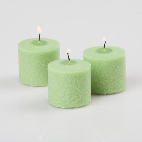Set of 12 Richland Votive Candles Green Unscented and 12 Clear Glass Eastland Votive Holders