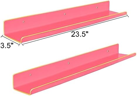 ROYALITA 2-Pack Acrylic Shelves Wall Mounted, 24 Inch Floating Shelves