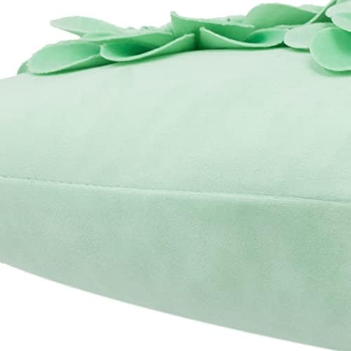 JWH 3D Flower Throw Pillow Cover Velvet Mint Green 12x20 Inches