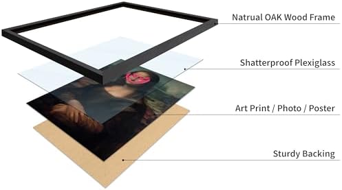 Poster Master Mona Lisa Painting Poster - Smile Face Print - Altered & Pop Art - Defaced Art - Gift for Men & Women - Minimal Decor for Office, Bedroom or Living Room, 11x14 Black Framed