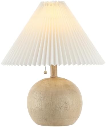 JONATHAN Y Aksel Sphere Table Lamp Coastal 17.25", Beige Wood Finish