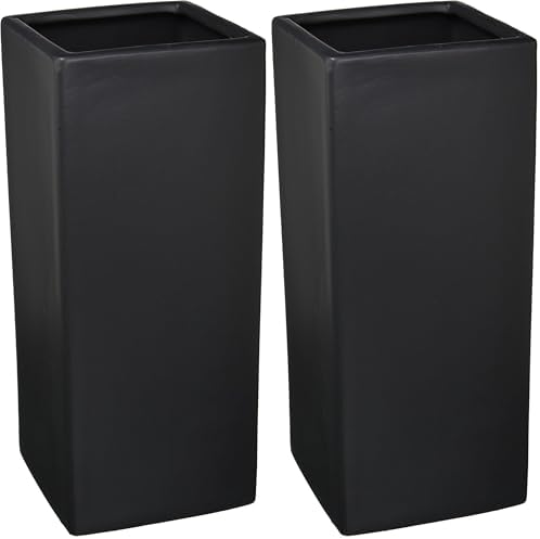 WGV Ceramic Block Vase 5" W x 12" H, (Multiple Size/Color Choices) Matte Tall Square Flower Planter Pot, Accents Home Office Tabletop Decor, Ideal Gifts Black 1 Piece (CSB0512BK) (Pack of 2)