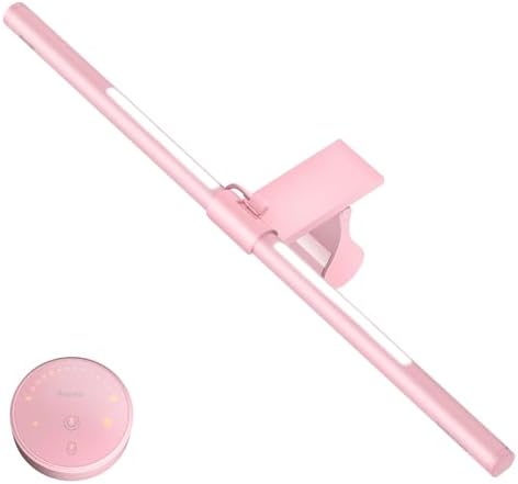 Quntis Pink Monitor Light Bar with Backlight, Desk Light Bar with Remote