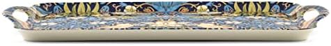 Pimpernel Morris & Co Strawberry Thief Blue Tray with Handles - Decorative Melamine Serving Tray for Afternoon Tea, Coffee Table Display, Garden Party Entertaining, Charcuterie Board, Gifting