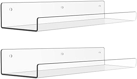 upsimples 2 Pcs 15" Acrylic Shelves for Wall Display and Storage, Clear