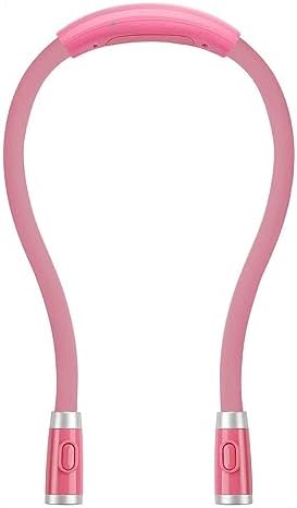 Rechargeable LED Neck Reading Light, Book Lights for Reading in Bed, 3 Brightness Levels, 2 Flexible Soft Silicone Arms Comfortable Wear, Long Lasting. Perfect for Bookworms, Craft & Knitting (Pink)