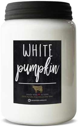 Milkhouse White Pumpkin Soy Candle, 26 oz Farmhouse Jar, 150+ Hr Burn