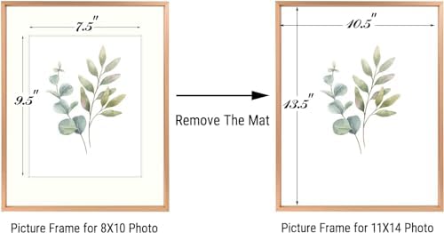 Golden State Art 11x14 Rose Gold Aluminum Frame, Real Glass, Mat Fits 8x10