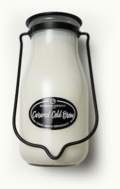 Milkhouse Caramel Cold Brew Soy Candle, 14 oz Milkbottle, 90+ Hr Burn