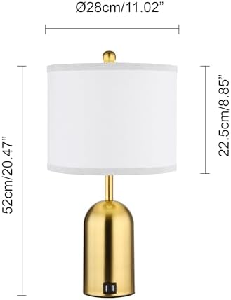 Ldeco Touch Dimmer Table Lamp for Bedroom,Bedside Lamp with USB Port Elegant Nightstand Lamp with Fabric Shade,Gold Modern Desk Lamp for Living Room,Office,Bulb incl. (Modern)