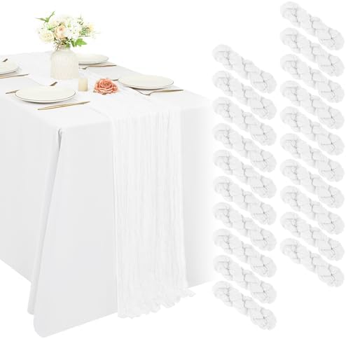 20 Pack Cheesecloth Table Runner 17 x 108 Inch, White