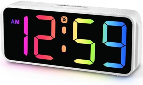Peakeep Small Cute Digital Alarm Clock Plug in for Kids Bedroom Bedside