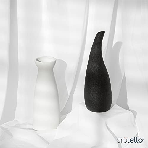 Crutello Black & White Ceramic Bud Vase Set, 2 Vases | Mid Century Modern Home Decor, For Mantles, Bookshelves, Tables & Entryways