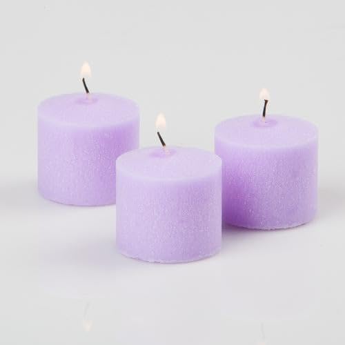 Set of 12 Richland Votive Candles Lavender Unscented and 12 Clear Glass Eastland Votive Holders