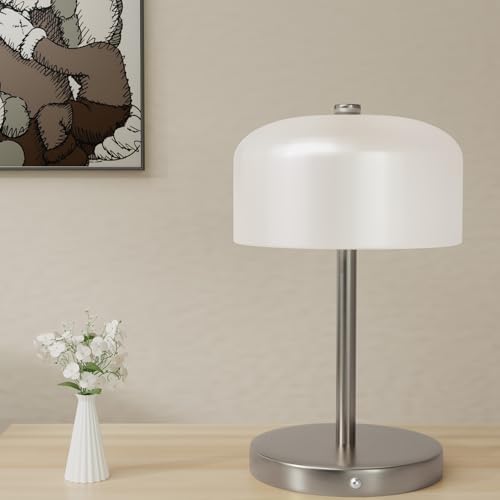 Small Portable Cordless Table Lamp, 3-Way Dimmable Touch Rechargeable Battery Powered Mushroom Lamp Bedroom Dining Table Living Room Shelf Decor,Gold