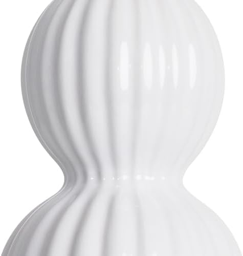 28" White Ceramic Table Lamps Set of 2, Modern Bedside Lamps for Night Stands, Triple Gourd Table Lamp for Living Room End Table or Bedroom Nightstand (2 LED Bulbs Included)