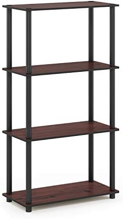Furinno Turn-N-Tube Toolless 4-Tier Storage Shelves, Dark Cherry