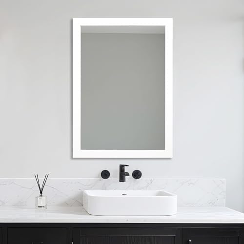 Bathroom Mirror for Over Sink 36x24 Inch Rectangular Wall Mirror, White | Framed Wall Mounted Mirror, Hangs Horizontally or Vertically for Vanity, Entryway, Restroom