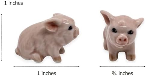 WitnyStore 1" Pink Sit Piglet Pig Ceramic Figurine Terrarium Decoration Collectible Statue for Adult Collectors Handcrafted Porcelain Ornament Sculpture Home Room Tabletop Decor
