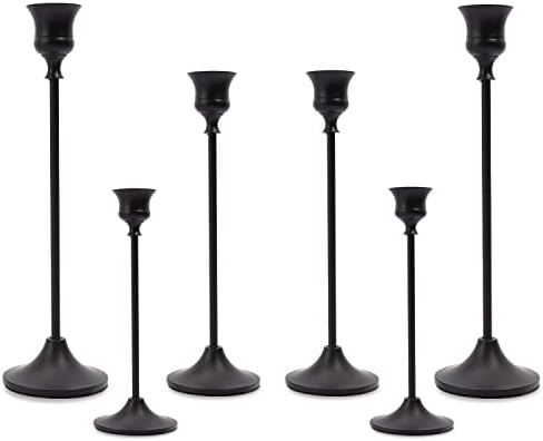 Matte Black Taper Candle Holder Set of 6, Tall Candlestick Holders