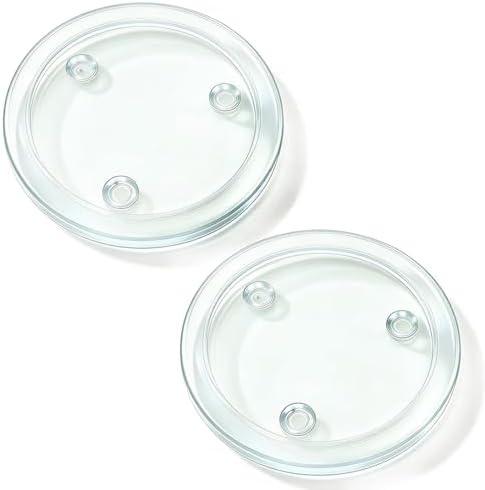 Clear Glass Candle Holder，4" Glass Coaster Holder ，Small Round Candle Plate for Pillar Candle（2 Pack）