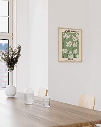 HAUS AND HUES Flower Market Poster, Botanical Floral Wall Art, Sage Green Aesthetic Decor, Vintage Flower Prints (Unframed, 24" x 36")