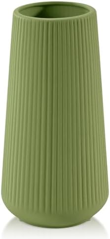 XL Saga Green Ceramic Vase, GUKJOB Cute Flower Vase for Pampas Grass, Home, Living Room, Dining Table, Farmhouse, Office Decor, Bedroom, Table, and Kitchen Shelf (XL Saga Green)