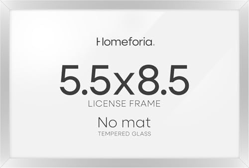 Homeforia 5.5x8.5 Silver Business License Frame, High-End Metal, Glass