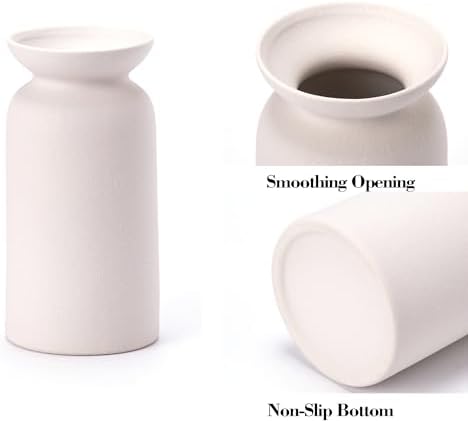 White Ceramic Vase Set of 3 Small Flower Vases for Decor Modern Boho Farmhouse Style Decorative Vases Dried Flowers